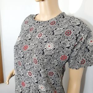 Synari Short Sleeve Print Blouse Size M Black Red